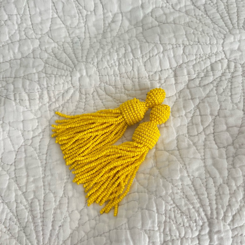 Brand New Yellow Beaded Tassel Earrings